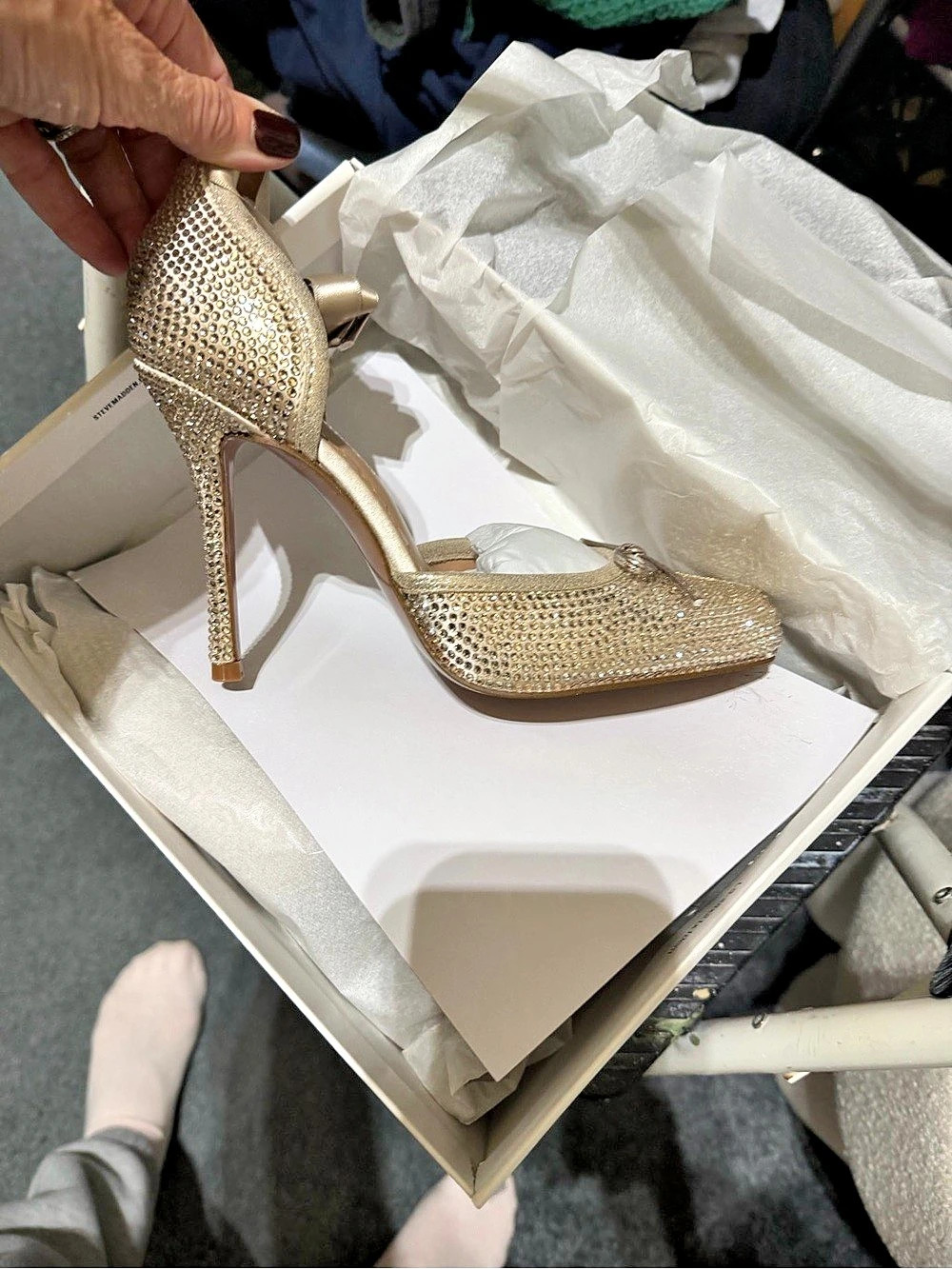 Steve Madden Larina Champaign Rhinestone Ankle-Strap Heels US 7.5